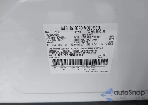 2019 Lincoln Nautilus Reserve from USA, damaged, VIN 2LMPJ8LP6KBL10920